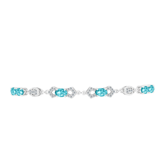 Silberarmband mit Paraiba Quarz und weißem Topas