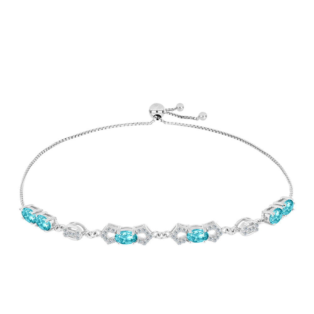 Silberarmband mit Paraiba Quarz und weißem Topas 1 