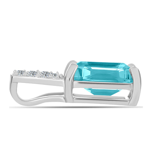 Silberanhänger mit Paraiba Quarz und weißem Topas