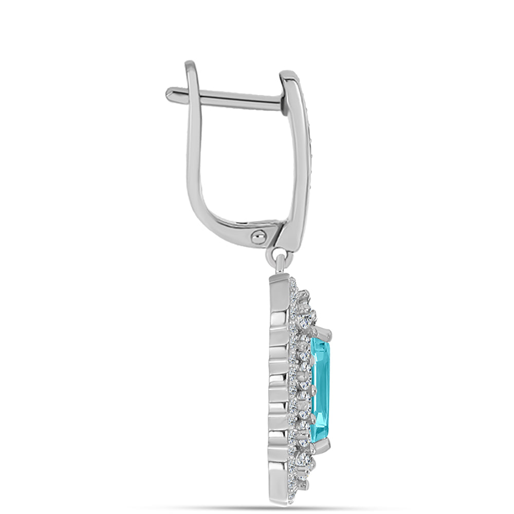 Silberohrringe mit Paraiba Quarz und weißem Topas 3 