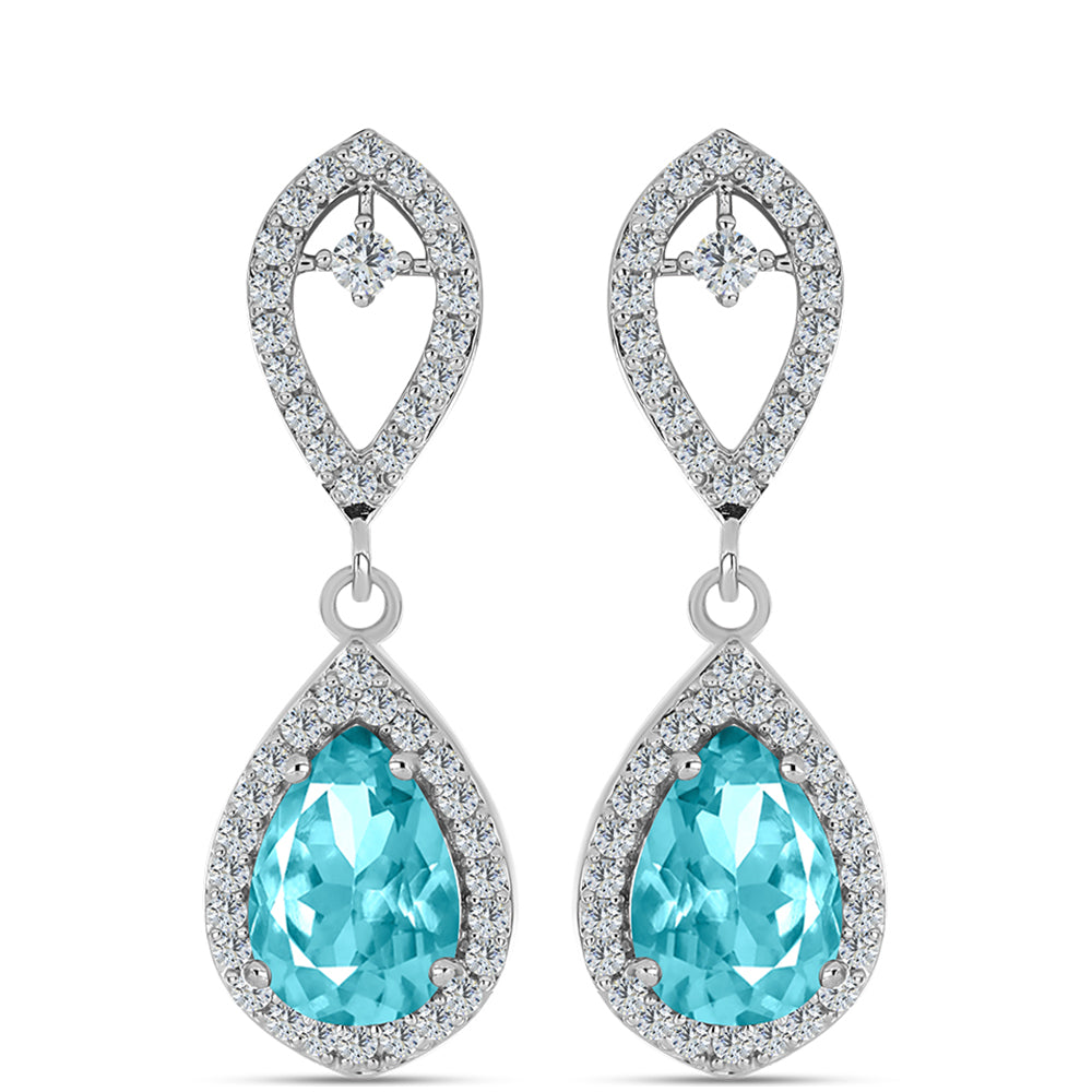 Silberohrringe mit Paraiba Quarz und weißem Topas 1 