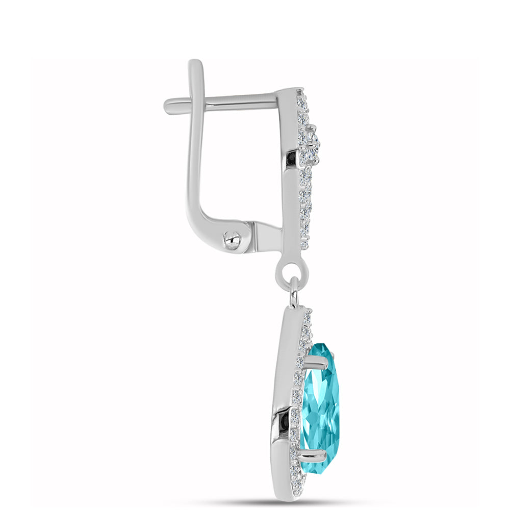 Silberohrringe mit Paraiba Quarz und weißem Topas 2 