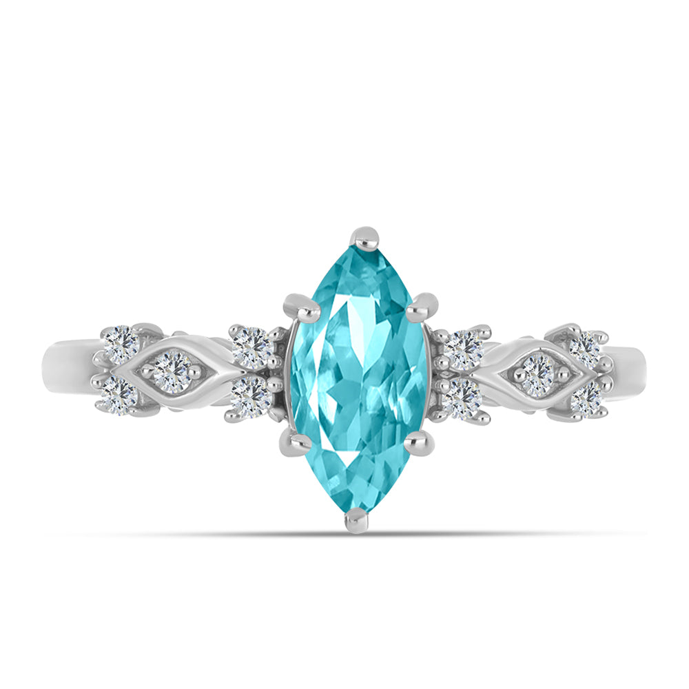 Silberring mit Paraiba Quarz und weißem Topas 1 