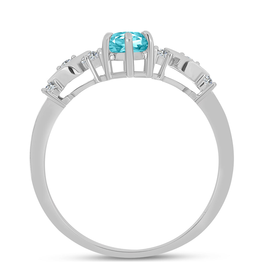 Silberring mit Paraiba Quarz und weißem Topas 2 