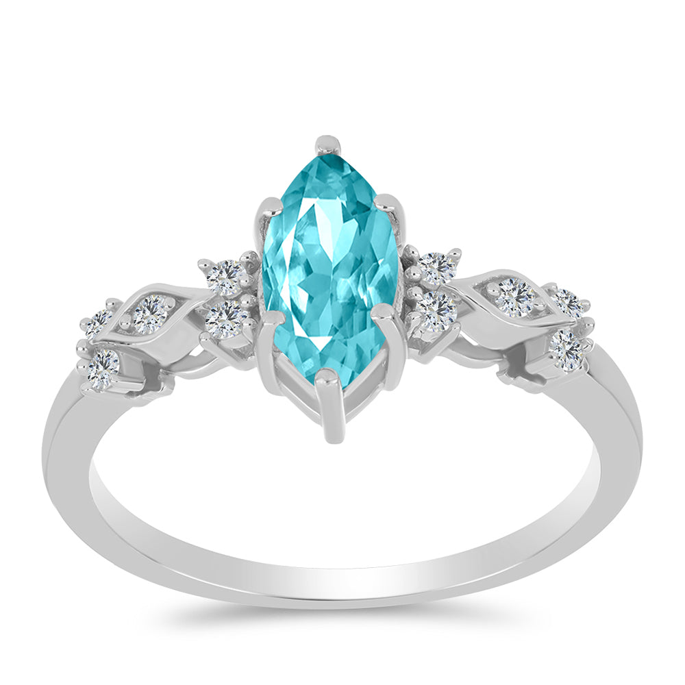 Silberring mit Paraiba Quarz und weißem Topas 3 