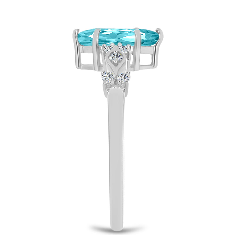 Silberring mit Paraiba Quarz und weißem Topas 4 