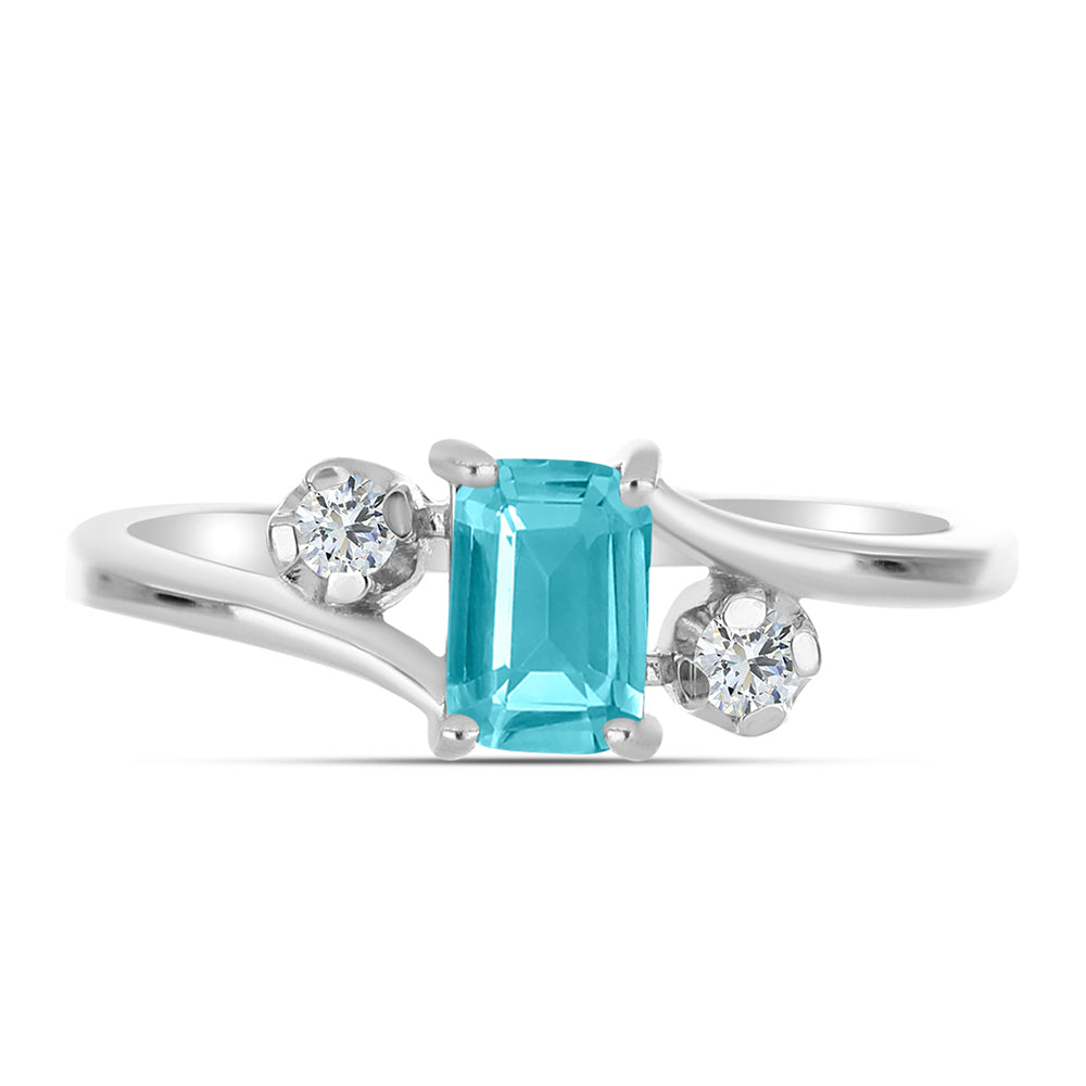 Silberring mit Paraiba Quarz und weißem Topas 1 