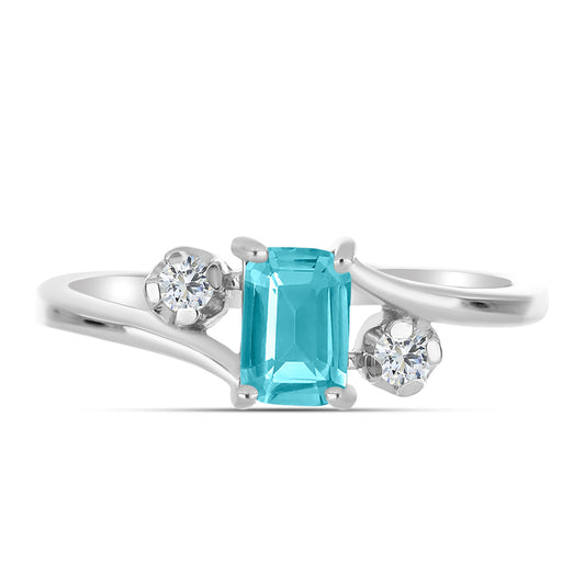 Silberring mit Paraiba Quarz und weißem Topas