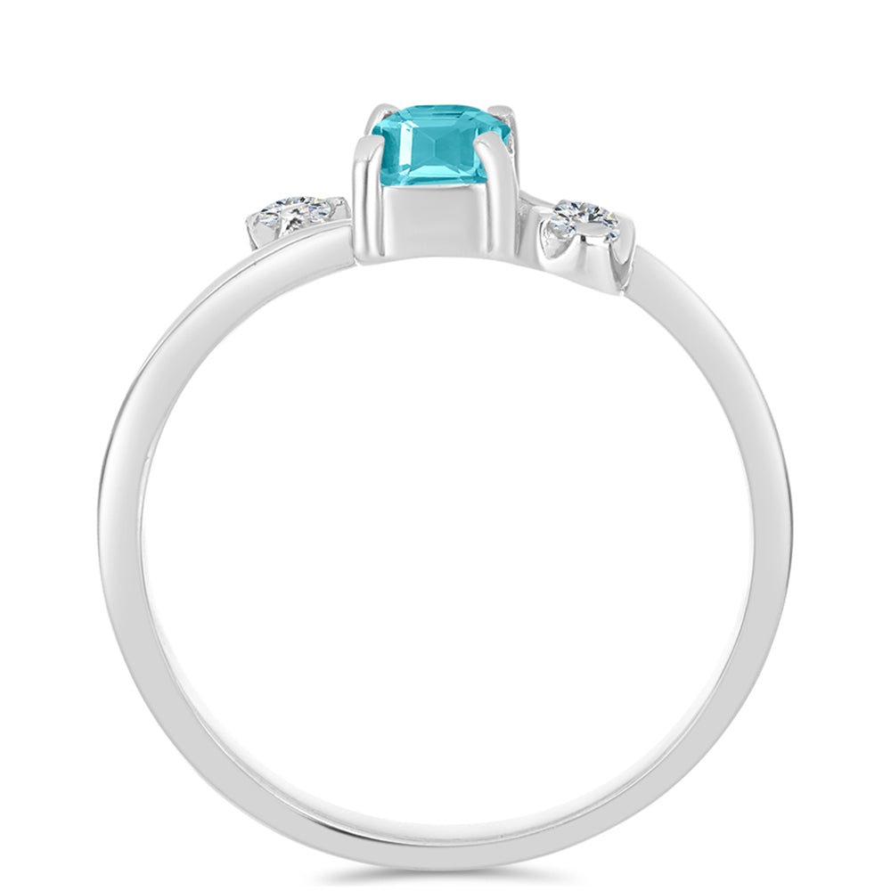 Silberring mit Paraiba Quarz und weißem Topas 2 