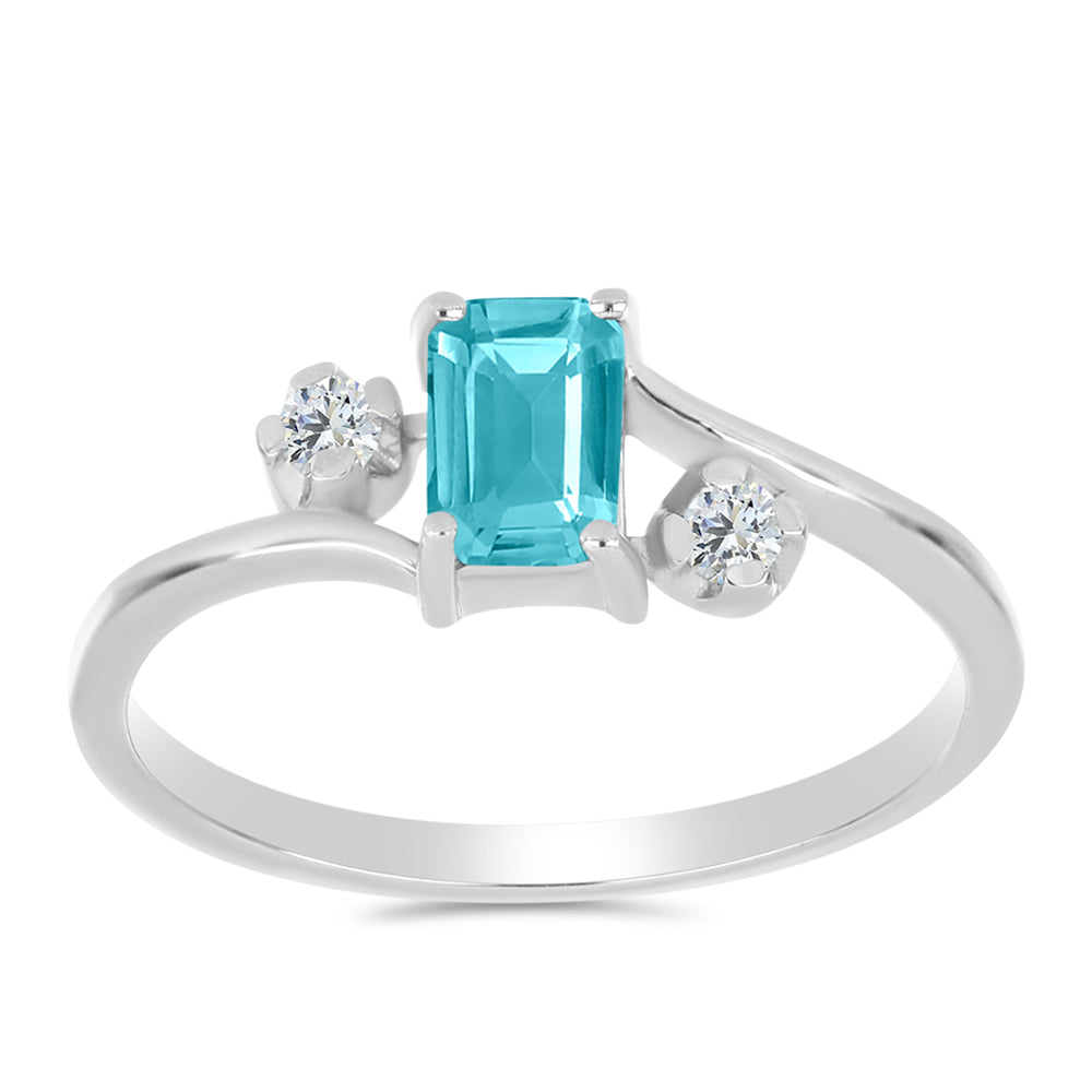 Silberring mit Paraiba Quarz und weißem Topas