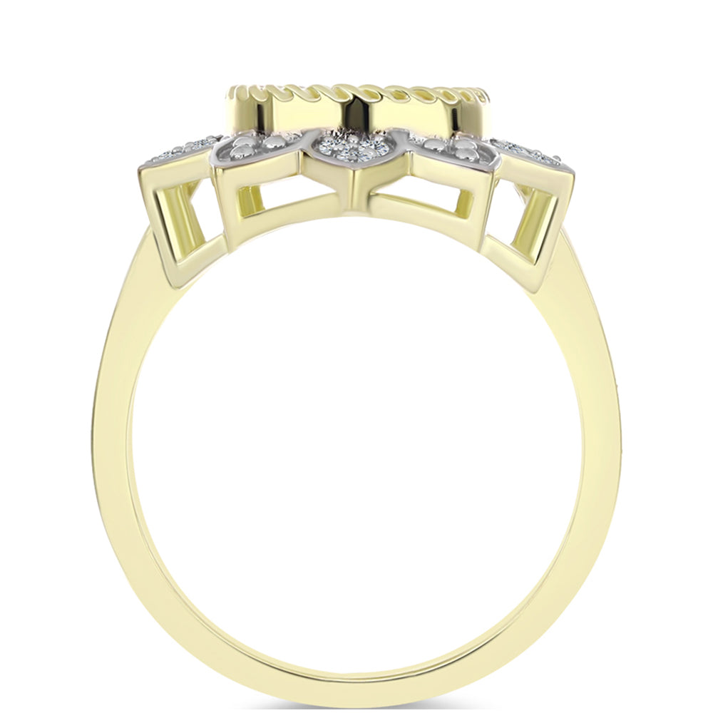 Goldplattierter Silberring mit Perlmutt und weißem Topas 2 