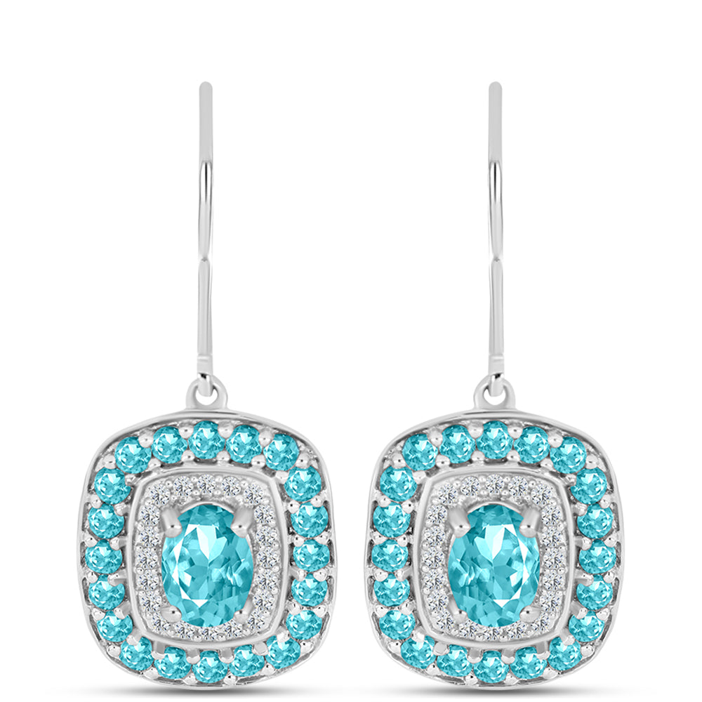 Silberohrringe mit Paraiba Quarz und weißem Topas 1 
