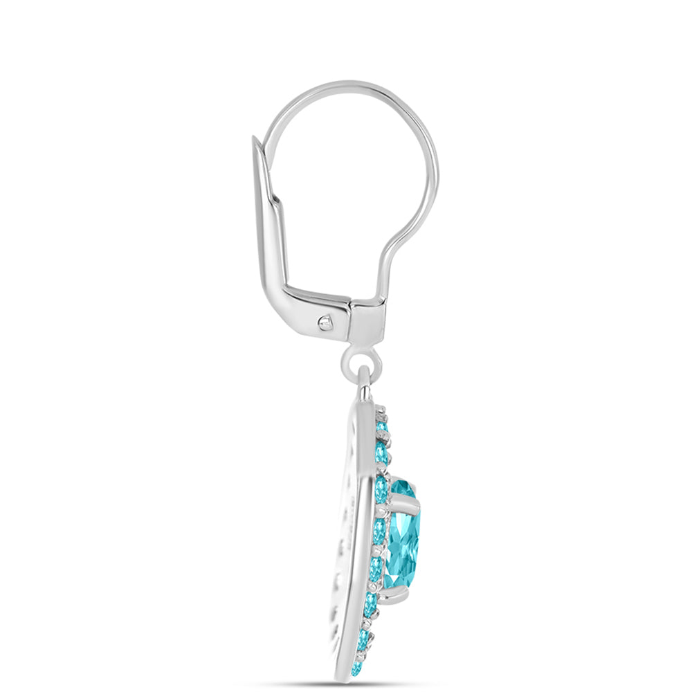 Silberohrringe mit Paraiba Quarz und weißem Topas 2 