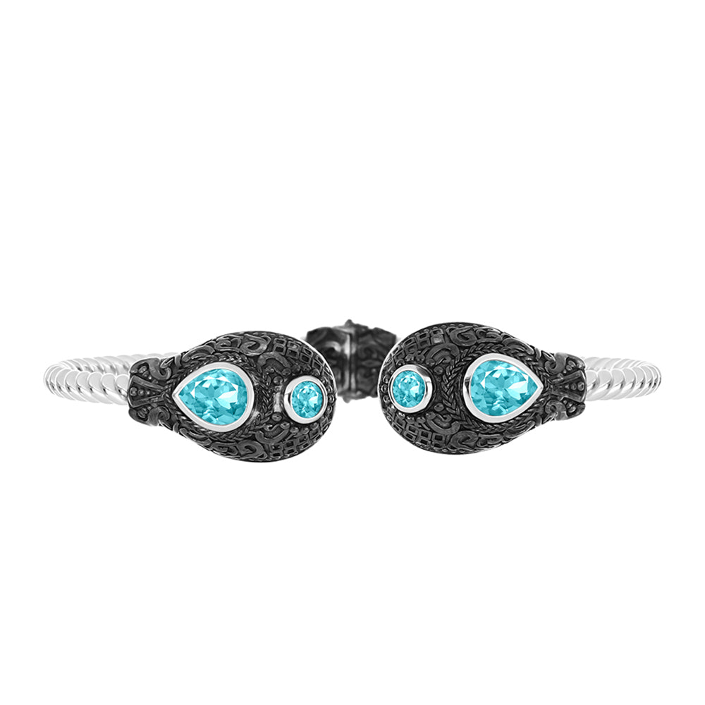 Silberarmreif mit Paraiba Quarz 2 