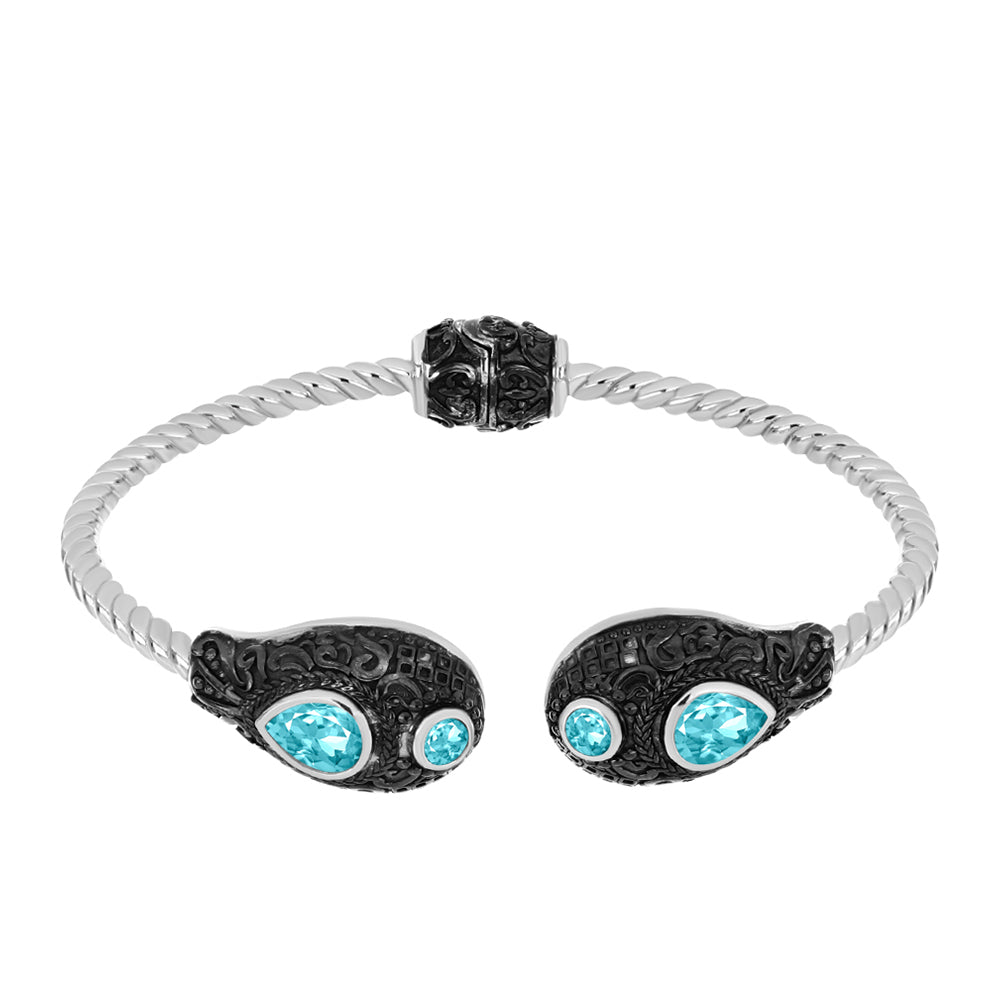 Silberarmreif mit Paraiba Quarz 1 