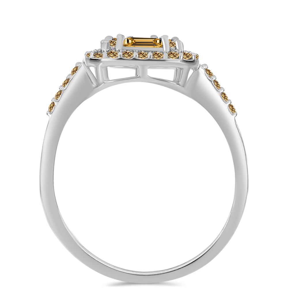 Silberring mit Champagnerfarbenem Moissanit 2 