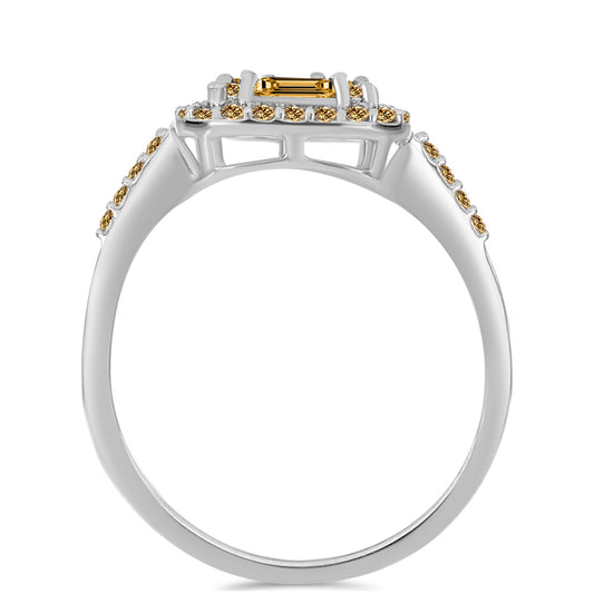 Silberring mit Champagnerfarbenem Moissanit