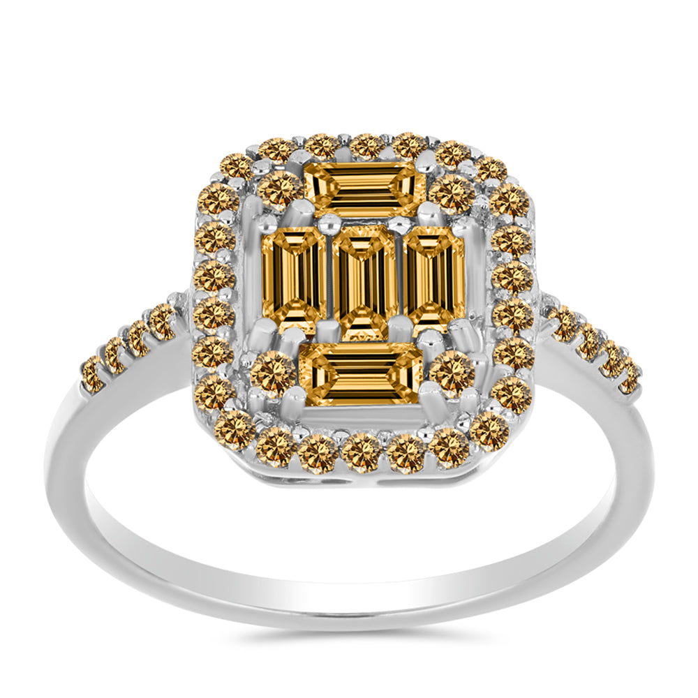 Silberring mit Champagnerfarbenem Moissanit 3 