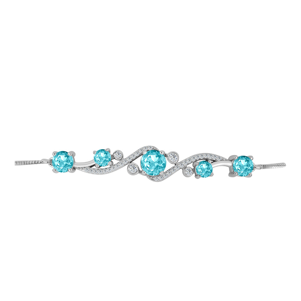 Silberarmband mit Paraiba Quarz und weißem Topas 2 