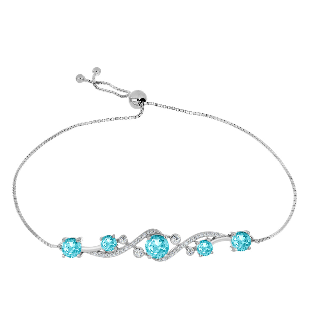 Silberarmband mit Paraiba Quarz und weißem Topas 1 