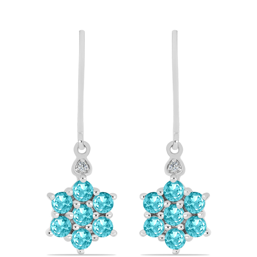 Silberohrringe mit Paraiba Quarz und weißem Topas 1 