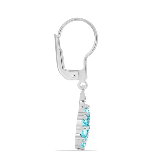 Silberohrringe mit Paraiba Quarz und weißem Topas