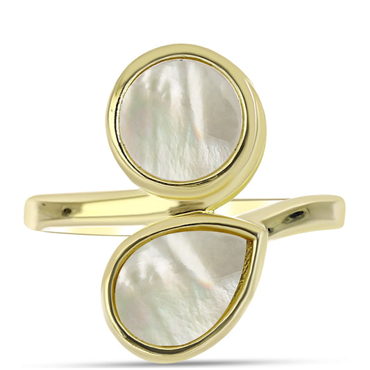 Goldplattierter Silberring mit Perlmutt