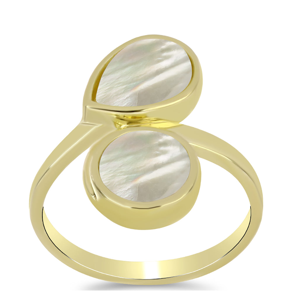 Goldplattierter Silberring mit Perlmutt