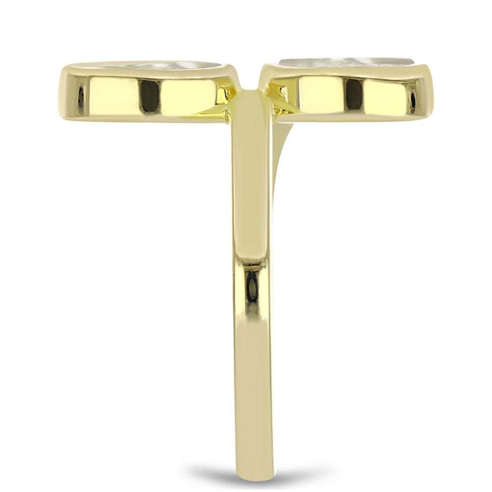 Goldplattierter Silberring mit Perlmutt