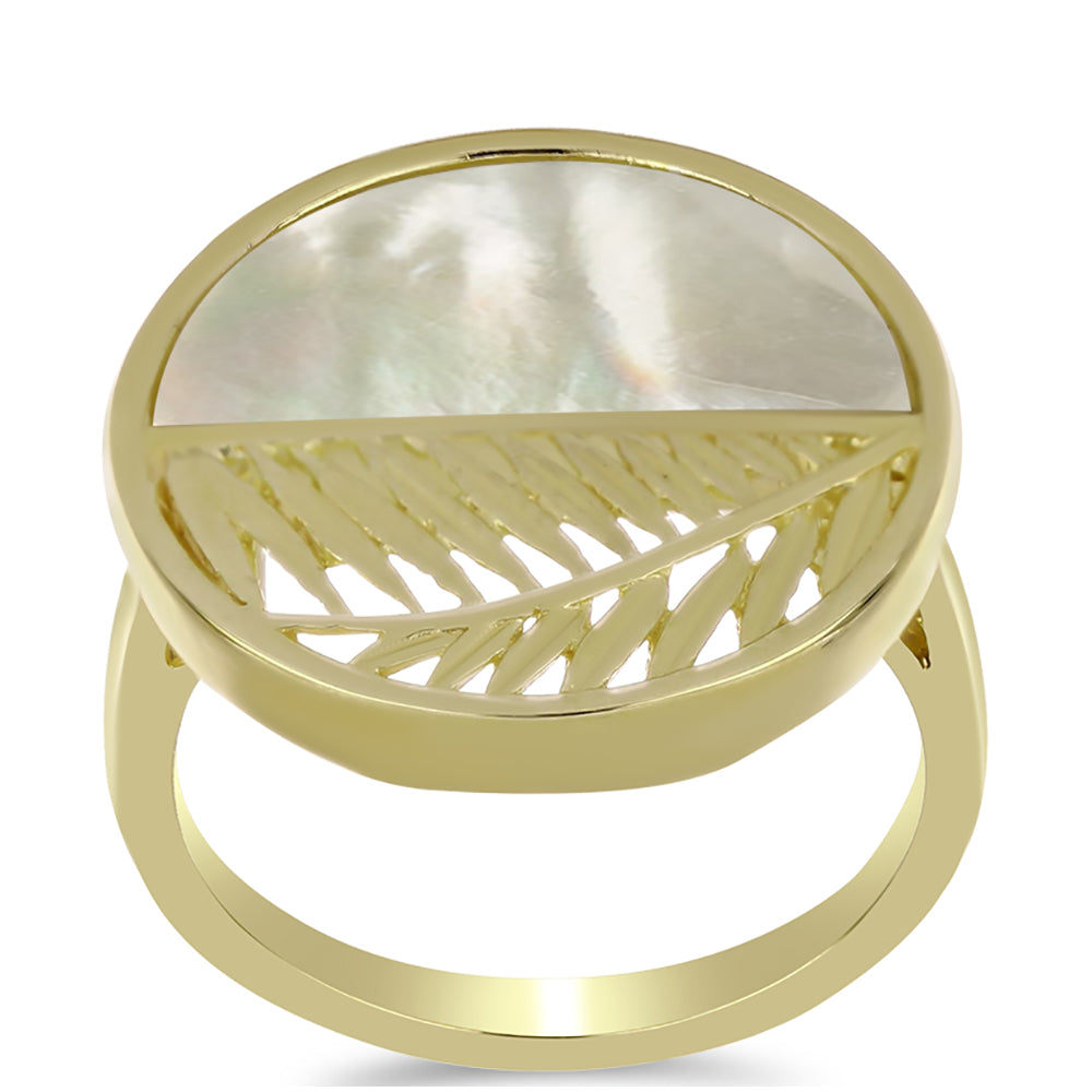 Goldplattierter Silberring mit Perlmutt