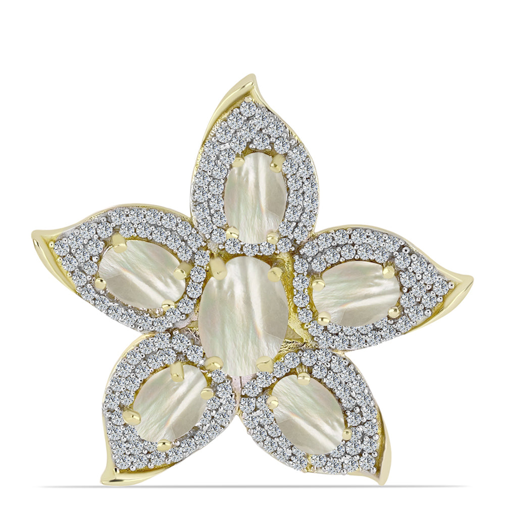 Goldplattierte Silberbrosche mit Perlmutt 1 