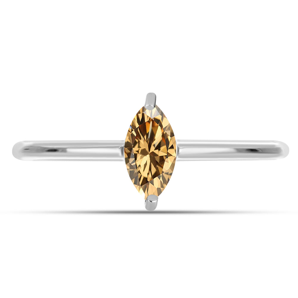 Silberring mit Champagnerfarbenem Moissanit 1 