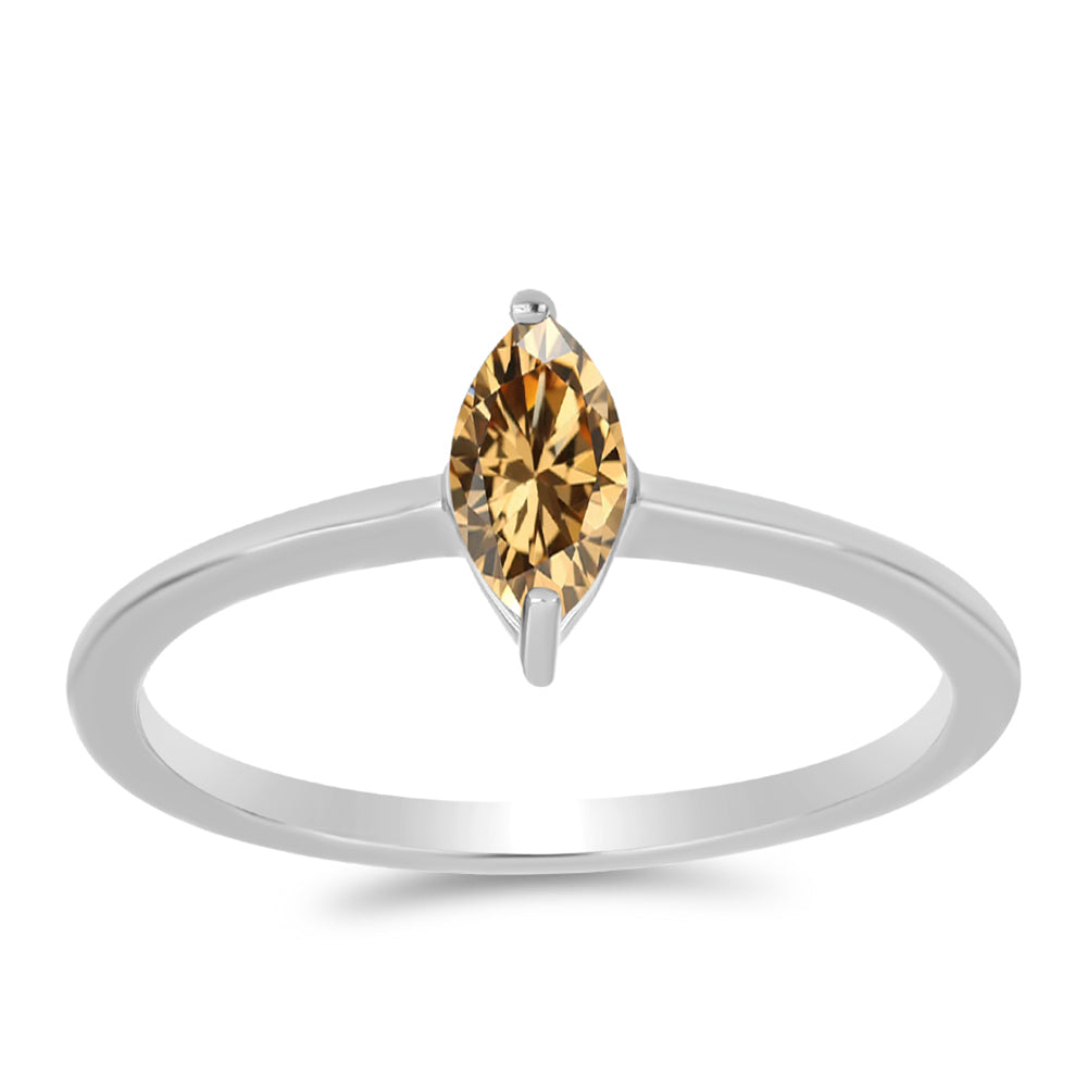Silberring mit Champagnerfarbenem Moissanit