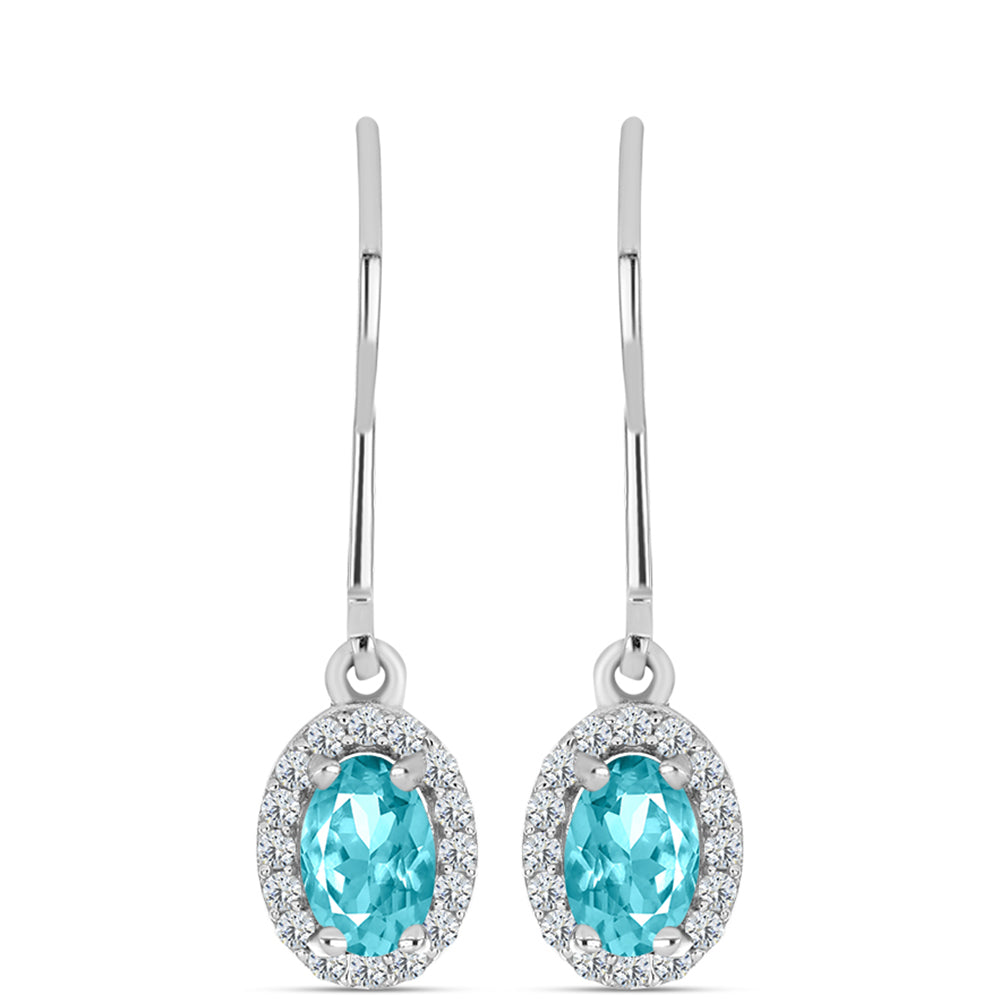 Silberohrringe mit Paraiba Quarz und weißem Topas 1 