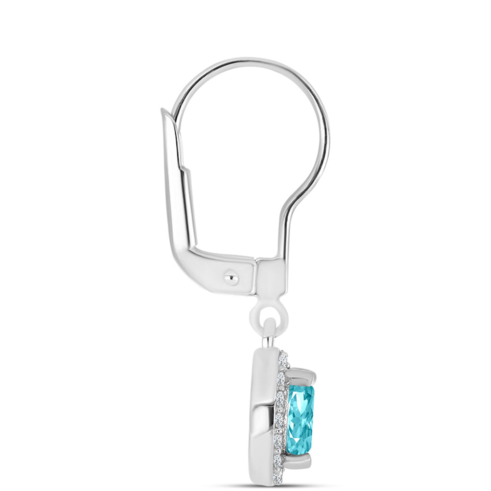 Silberohrringe mit Paraiba Quarz und weißem Topas 2 