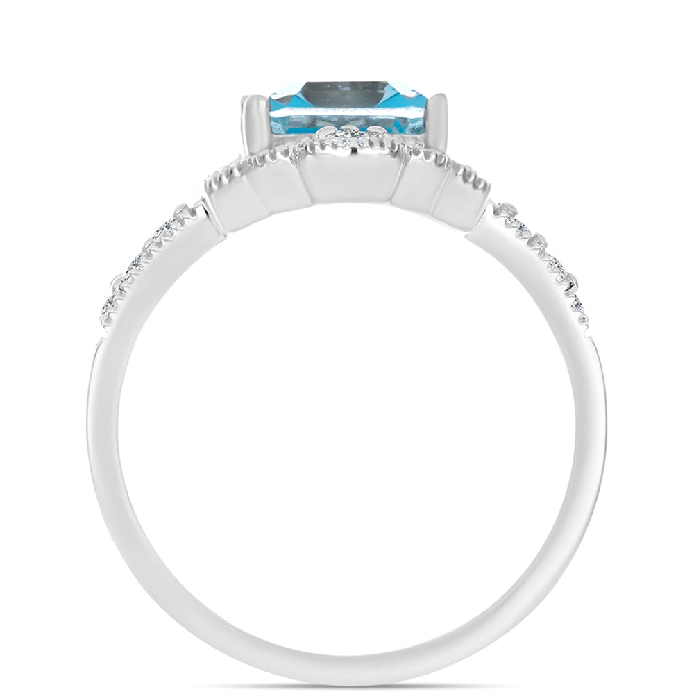 Silberring mit Paraiba Quarz und weißem Topas