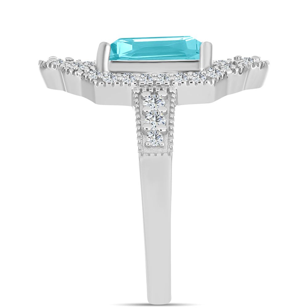 Silberring mit Paraiba Quarz und weißem Topas 4 
