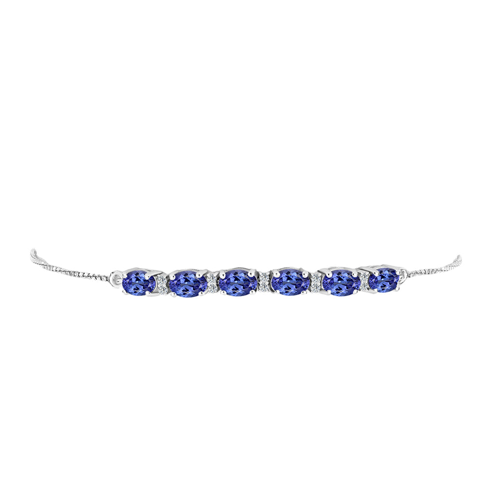 Silberarmband mit Tansanit - Klasse AAA und weißem Topas 2 
