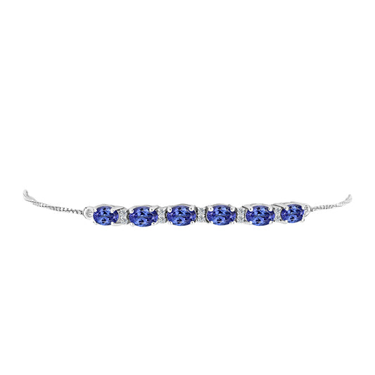 Silberarmband mit Tansanit - Klasse AAA und weißem Topas