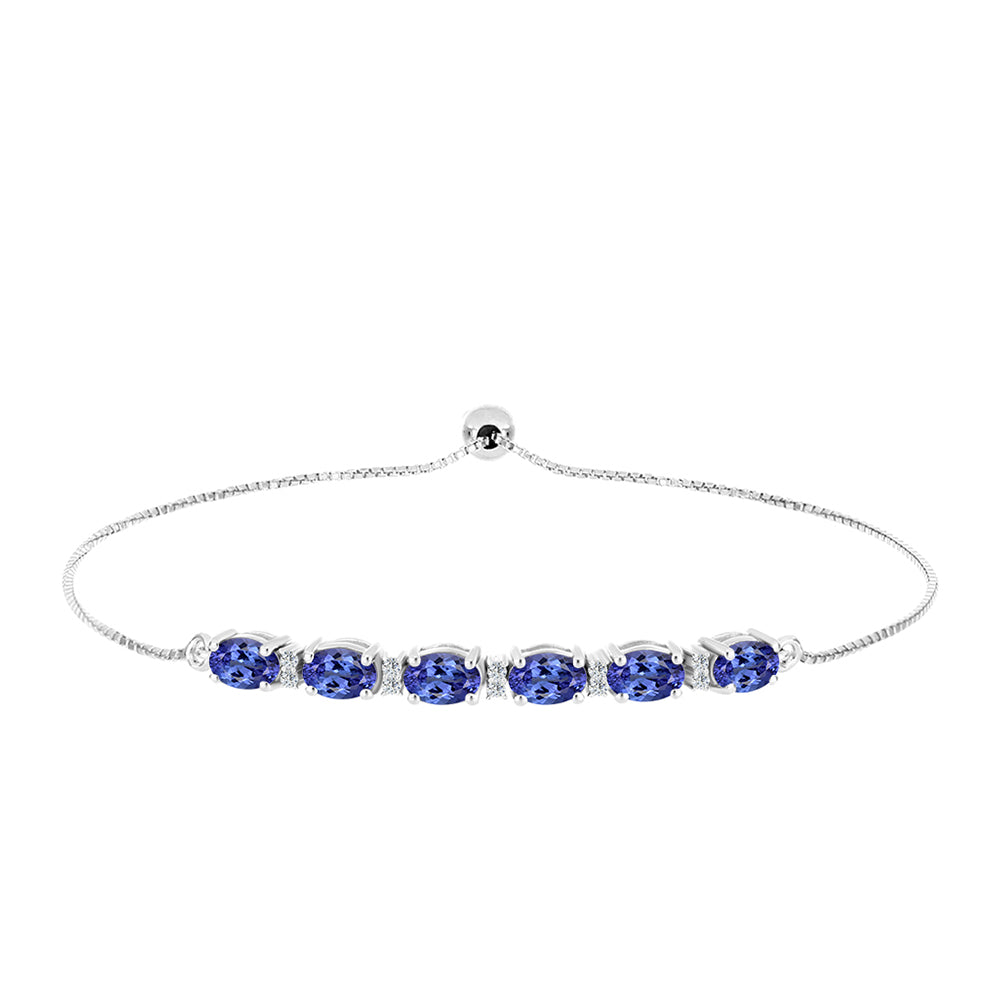 Silberarmband mit Tansanit - Klasse AAA und weißem Topas 1 