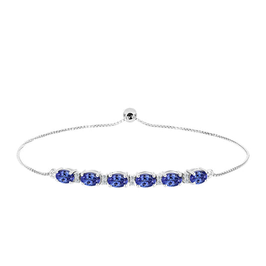 Silberarmband mit Tansanit - Klasse AAA und weißem Topas