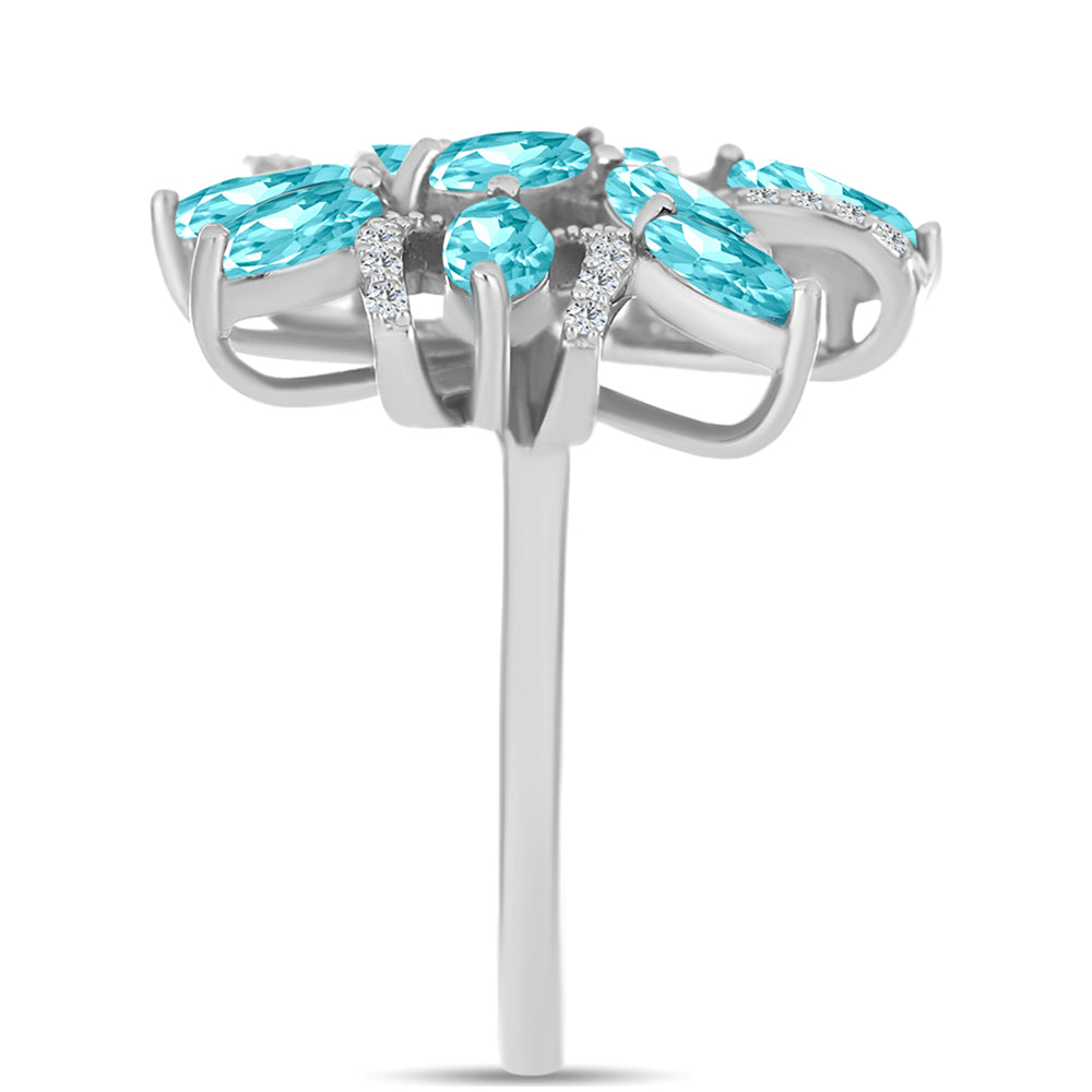 Silberring mit Paraiba Quarz und weißem Topas 4 