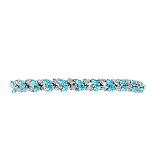 Silberarmband mit Paraiba Quarz und weißem Topas