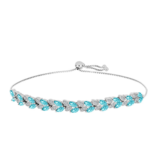 Silberarmband mit Paraiba Quarz und weißem Topas