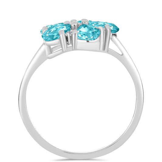 Silberring mit Paraiba Quarz und weißem Topas
