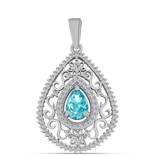 Silberanhänger mit Paraiba Quarz und weißem Topas