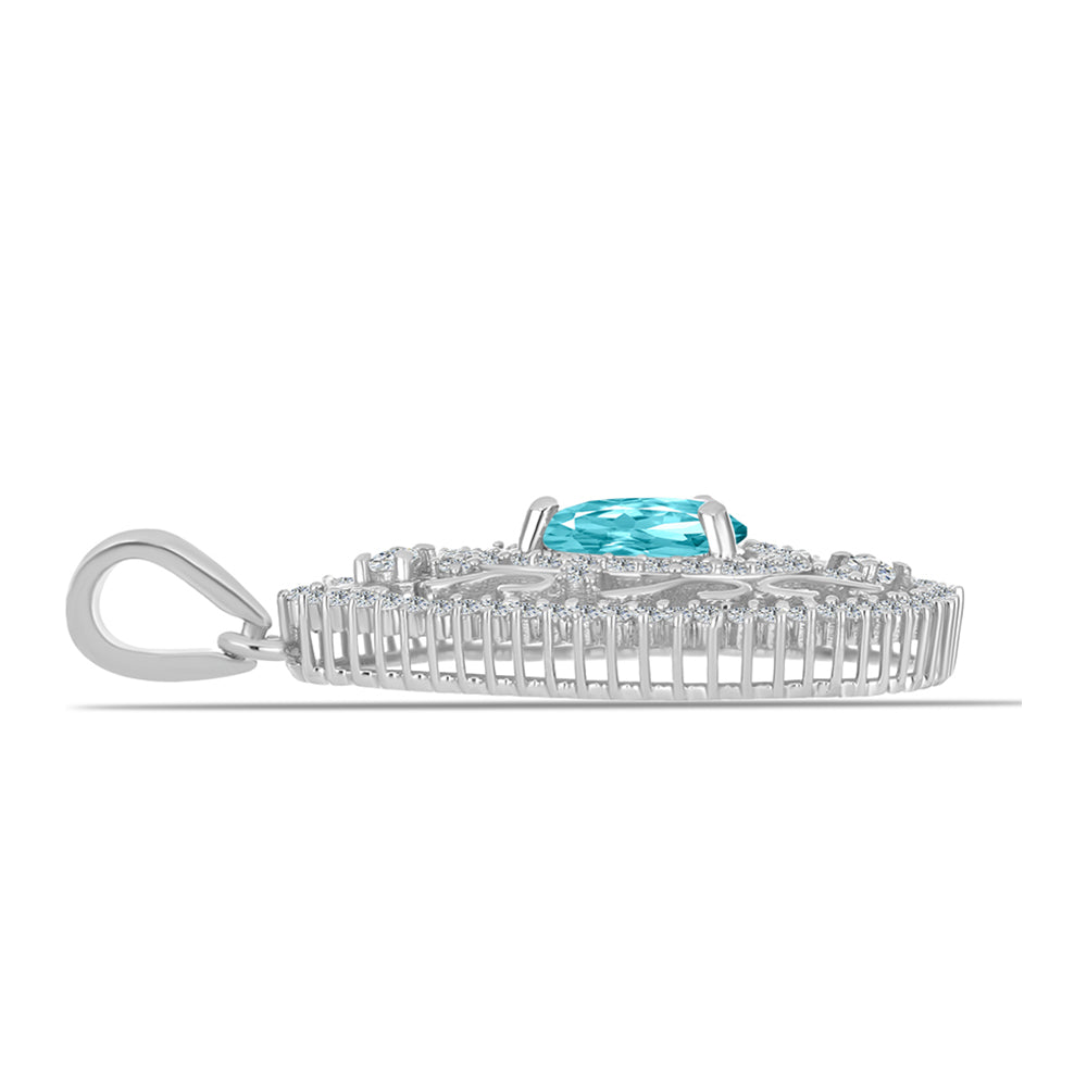 Silberanhänger mit Paraiba Quarz und weißem Topas 2 