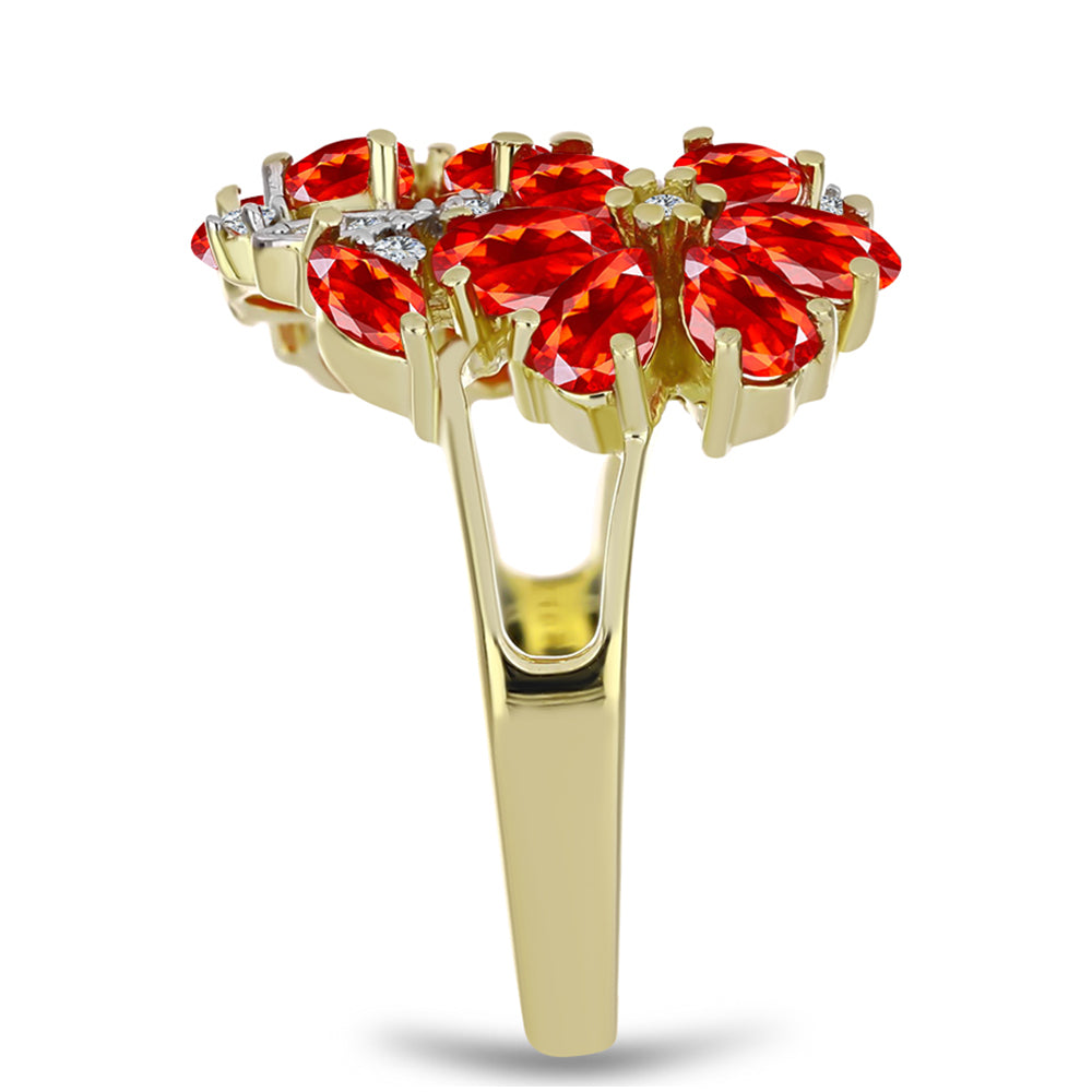 Goldplattierter Silberring mit äthiopischem rotem Opal aus Lega Dembi und weißem Topas 4 