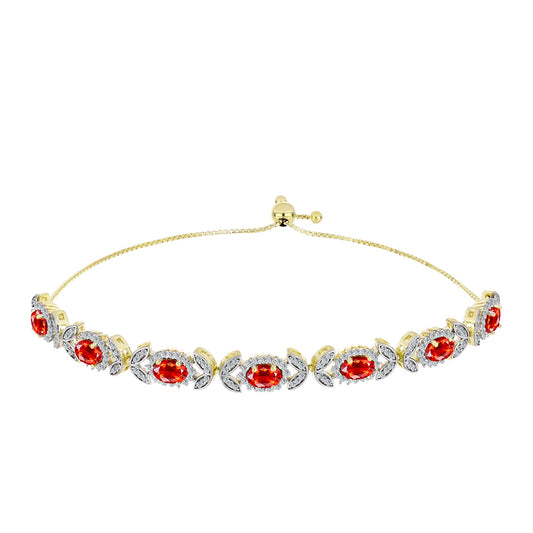 Goldplattiertes Silberarmband mit äthiopischem rotem Opal aus Lega Dembi und weißem Topas