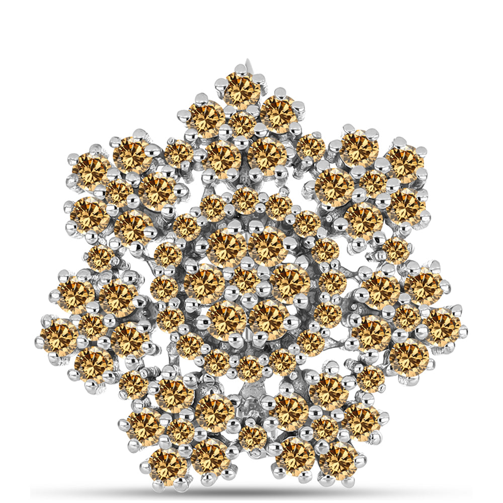 Silberbrosche mit Champagnerfarbenem Moissanit